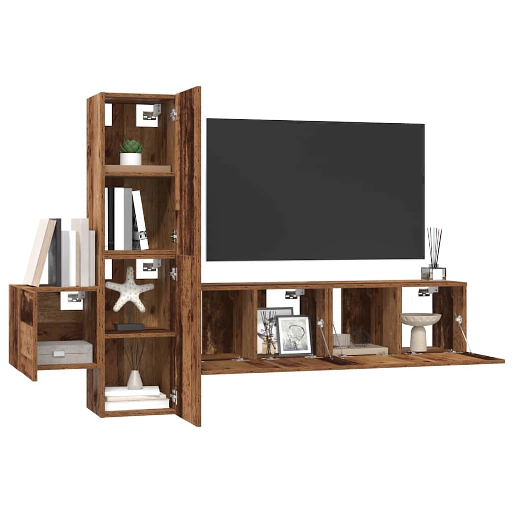 TV-Schrank-Set 5 pcs Altholz 181 x 30 x 120 cm Holzwerkstoff