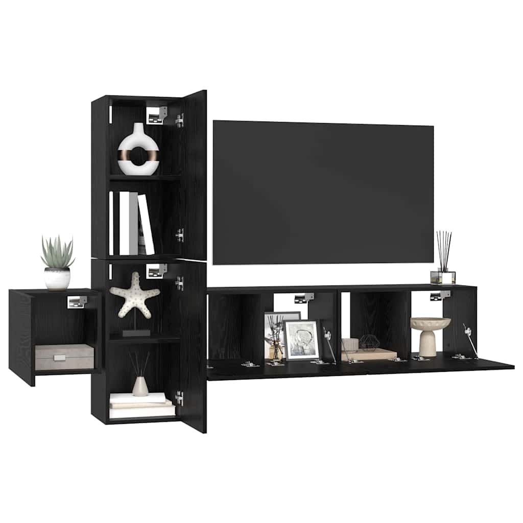 TV-Schrank-Set 5 pcs Schwarze Eiche 181 x 30 x 120 cm