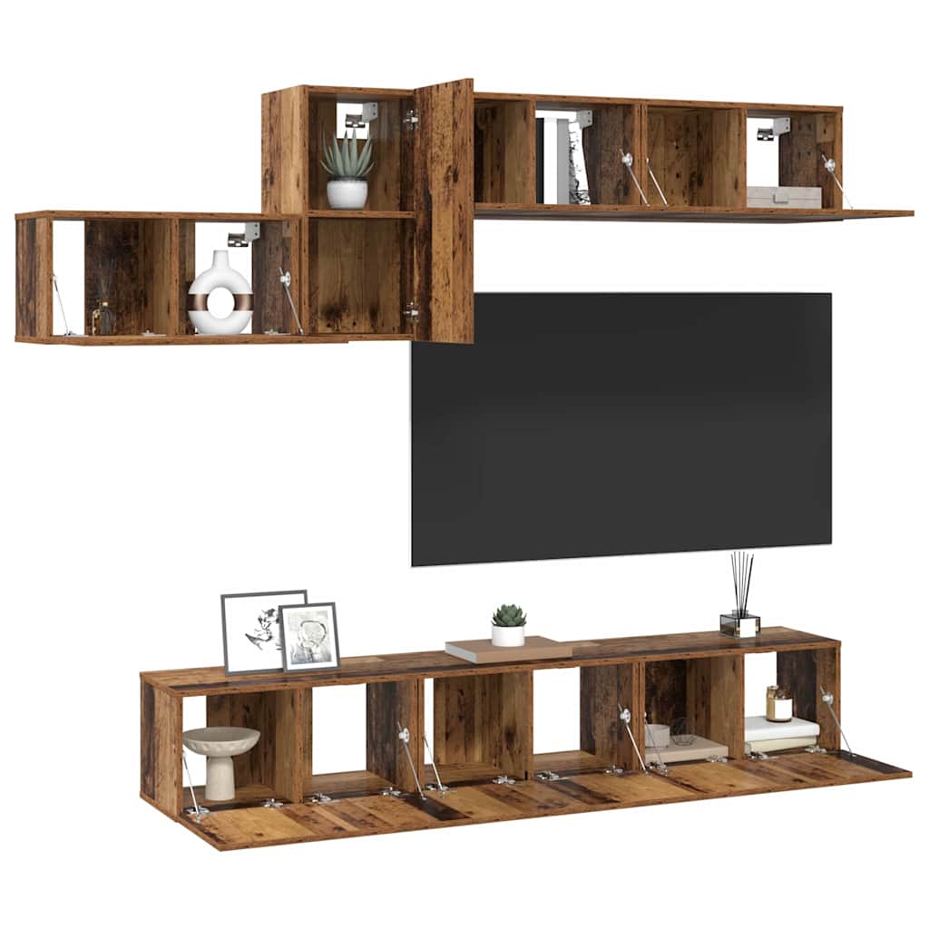 TV-Schrank-Set 7 pcs Altholz 60 x 30 x 30 cm Holzwerkstoff