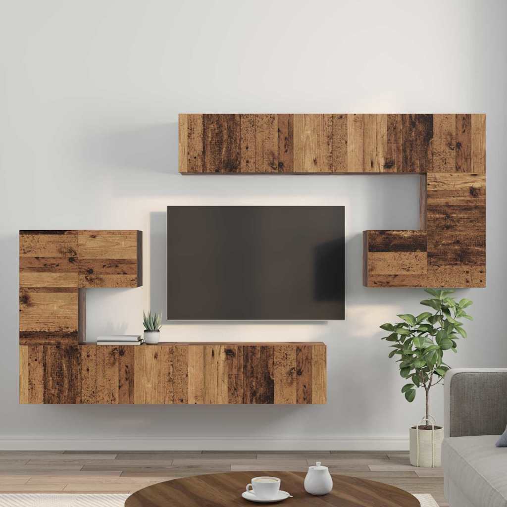 TV-Schrank-Set 8 pcs Altholz Mittel 30,5 x 30 x 30 cm