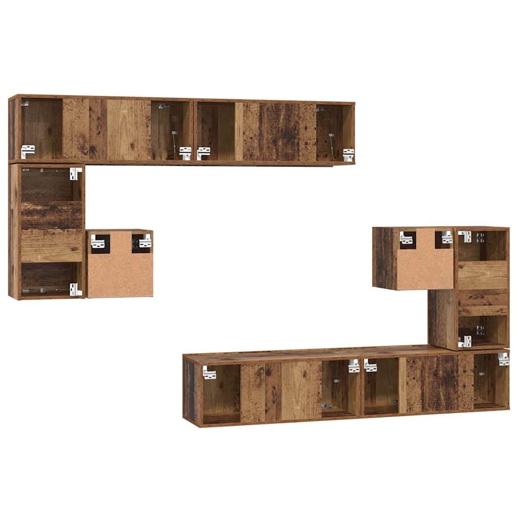 TV-Schrank-Set 8 pcs Altholz Mittel 30,5 x 30 x 30 cm