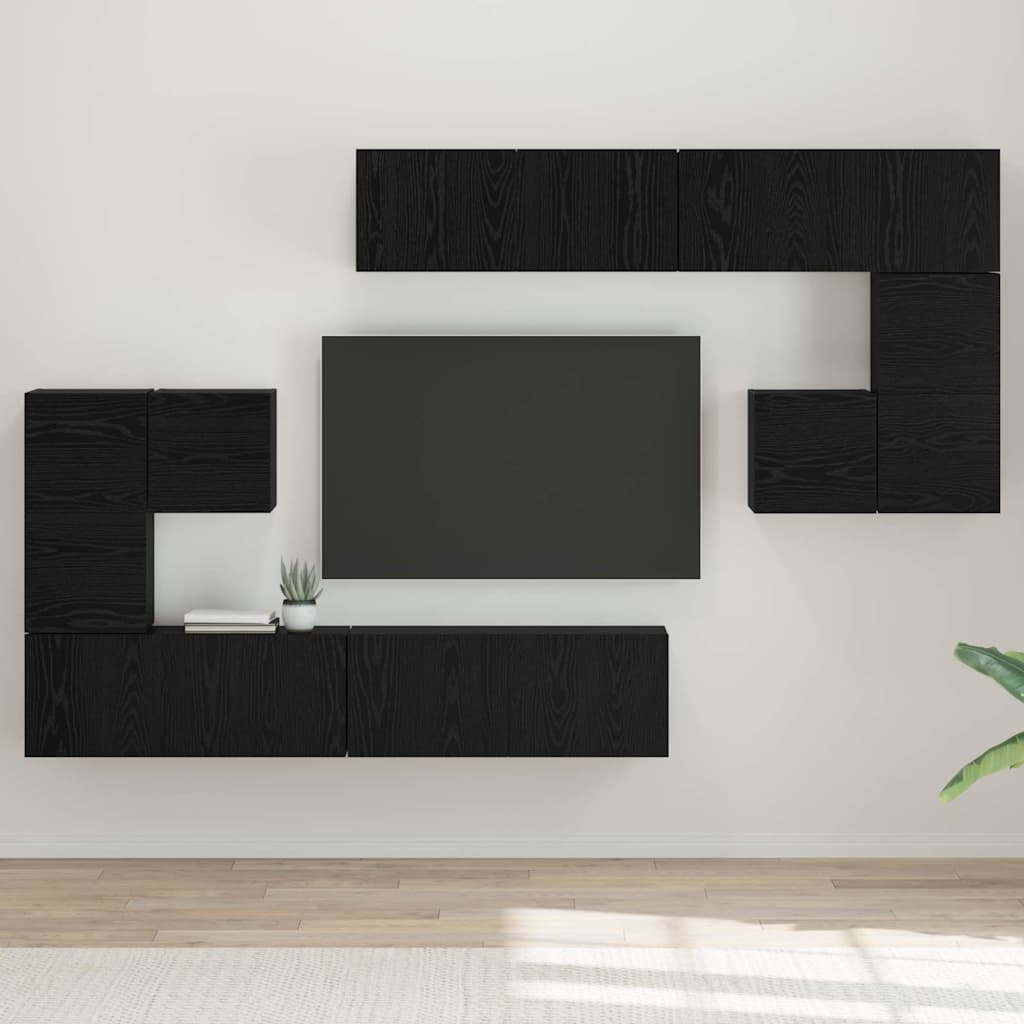 TV-Schrank-Set Wandmontiert 8 pcs Schwarze Eiche