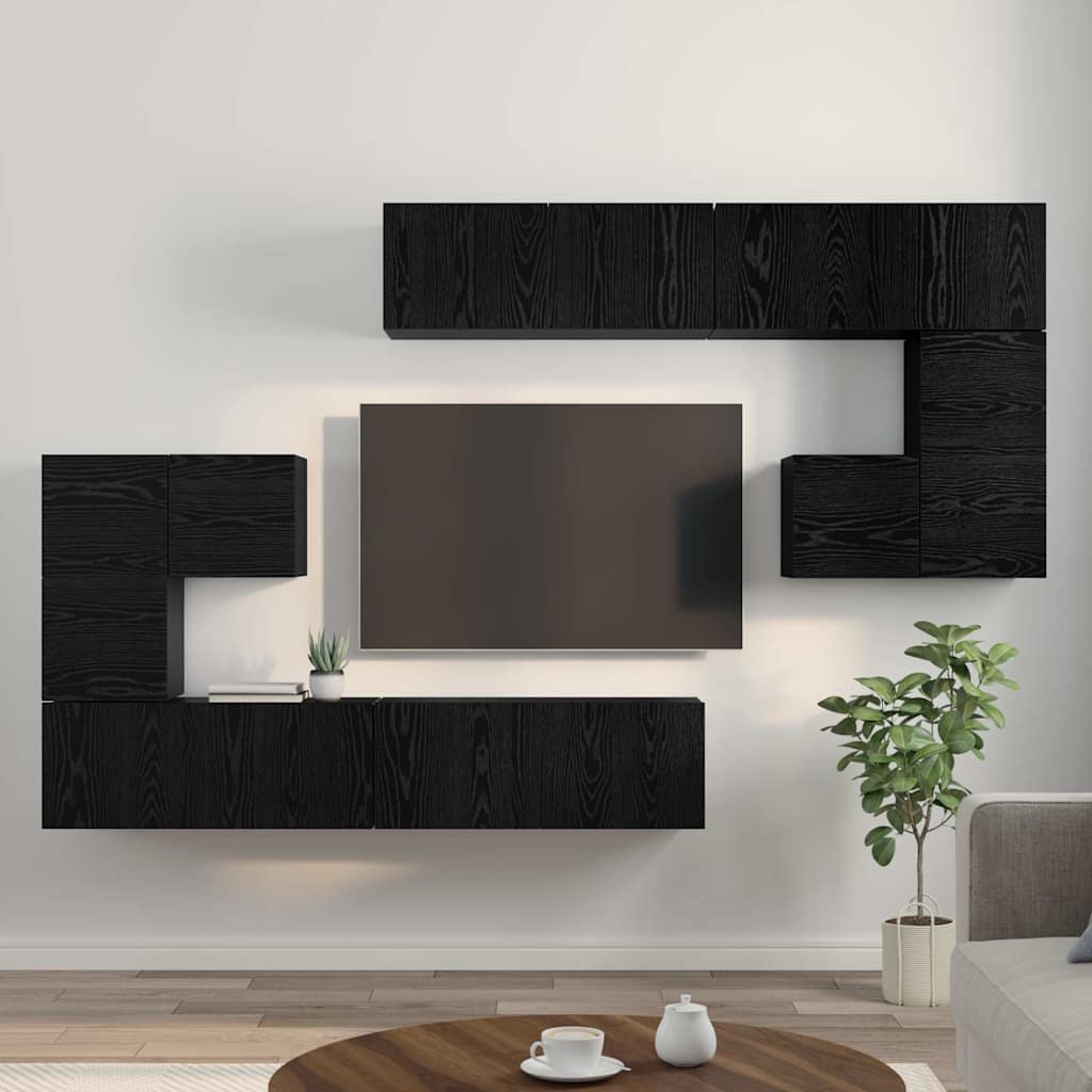 TV-Schrank-Set Wandmontiert 8 pcs Schwarze Eiche