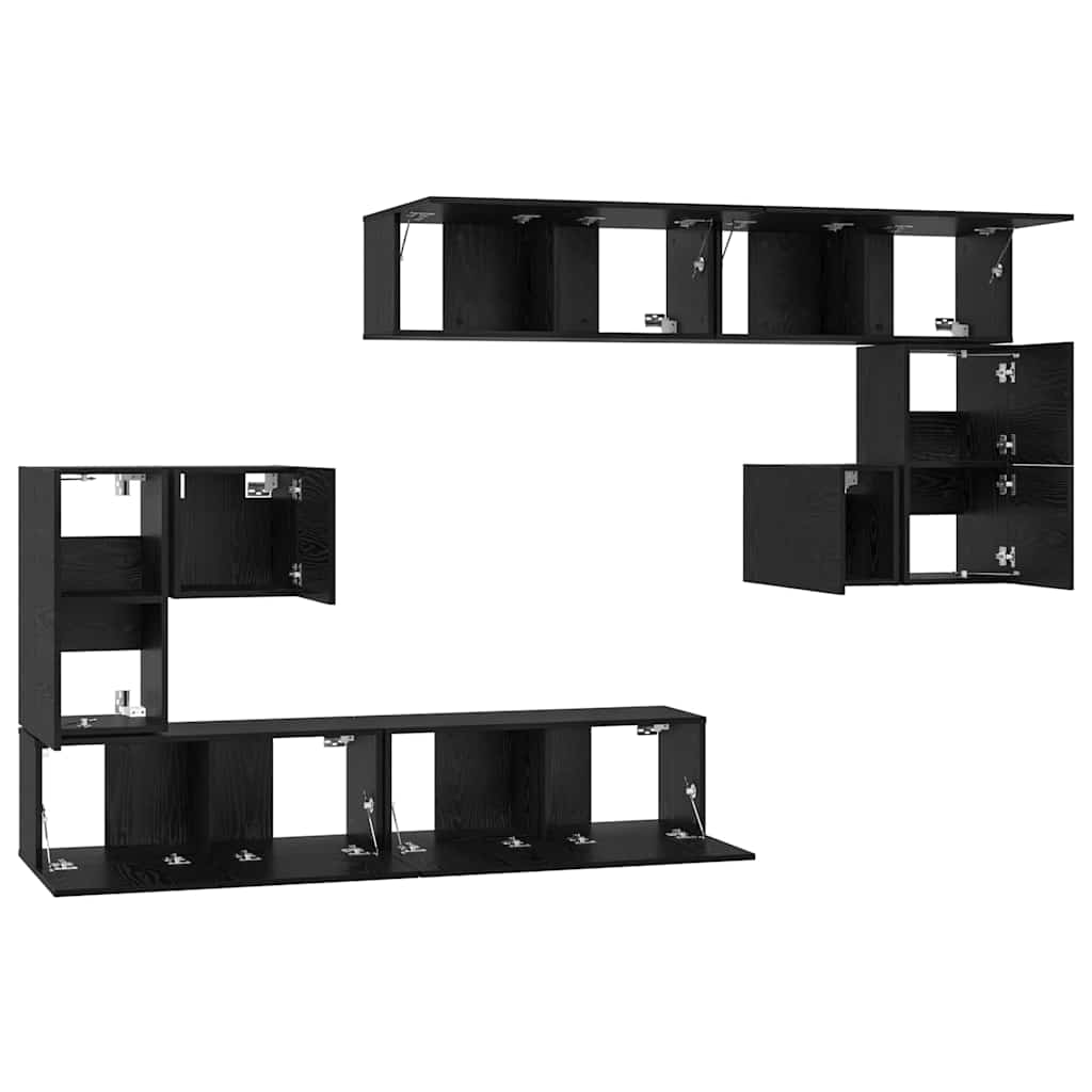 TV-Schrank-Set Wandmontiert 8 pcs Schwarze Eiche