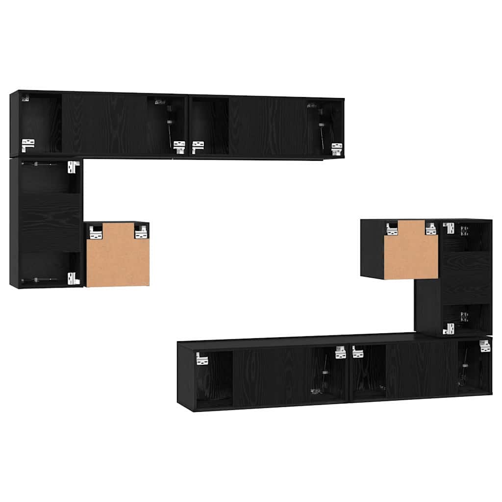 TV-Schrank-Set Wandmontiert 8 pcs Schwarze Eiche