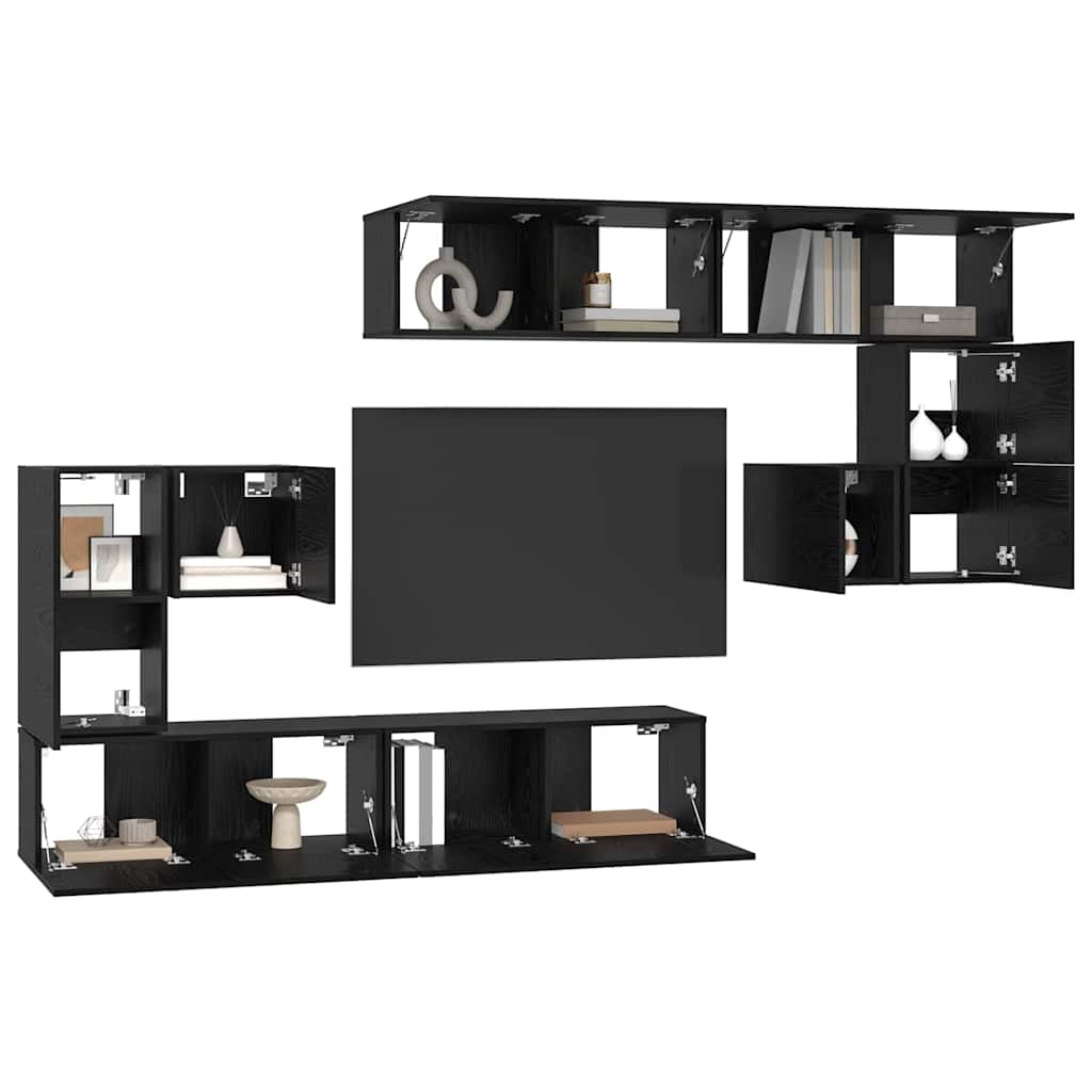 TV-Schrank-Set Wandmontiert 8 pcs Schwarze Eiche