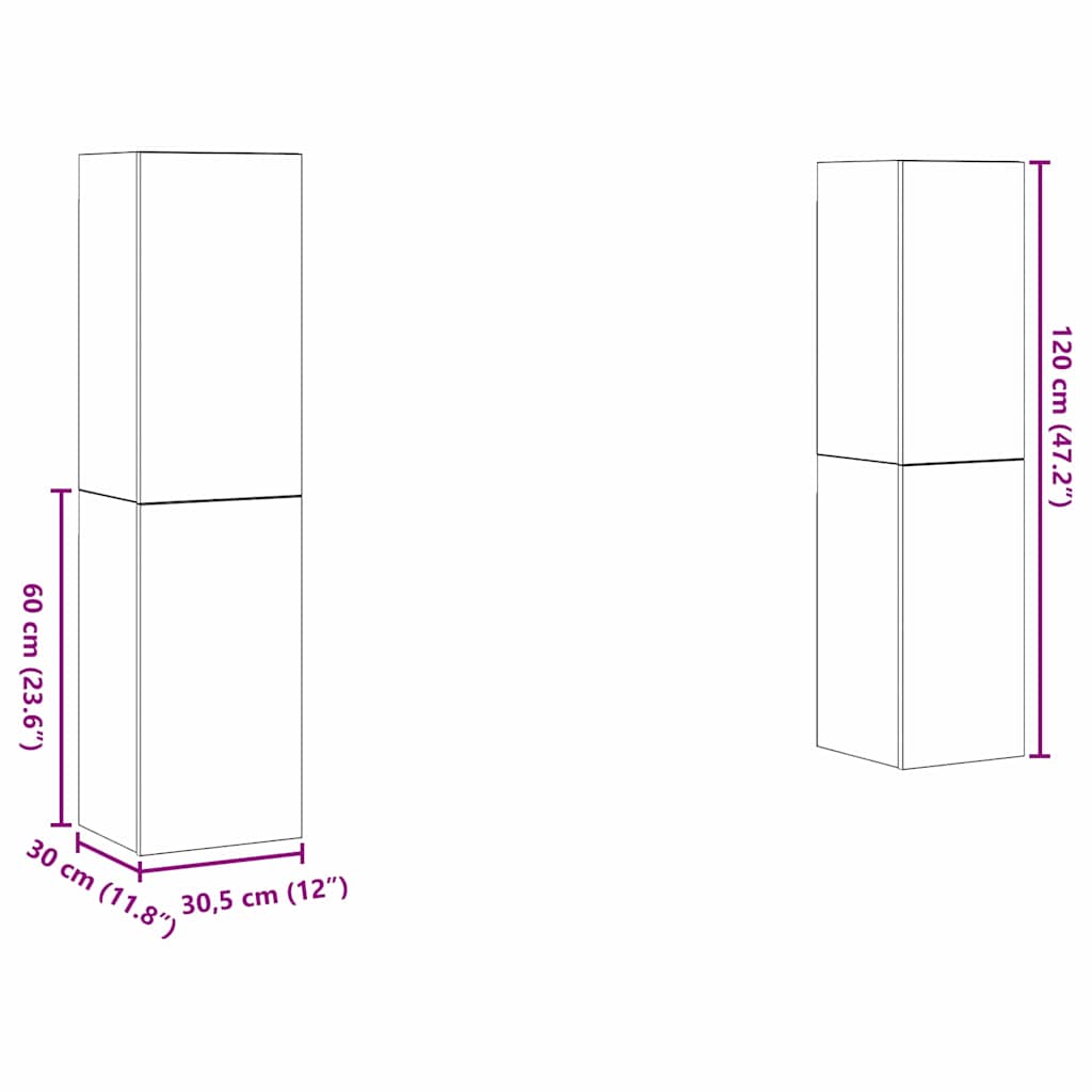 TV-Cabinet-Set 4 pcs Altholz 30,5 x 30 x 60 cm Holzwerkstoff