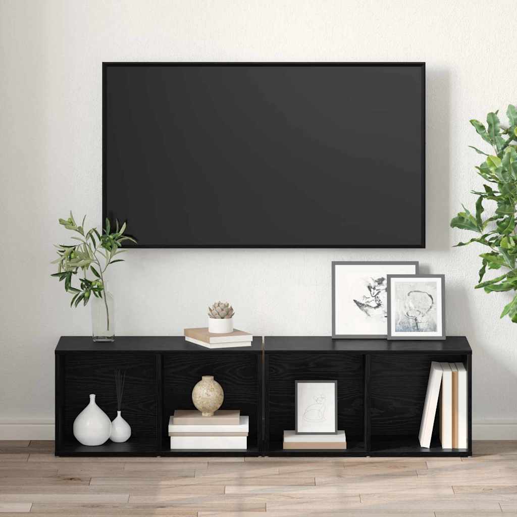 TV-Schrank-Set 2 pcs Schwarze Eiche Holzwerkstoff