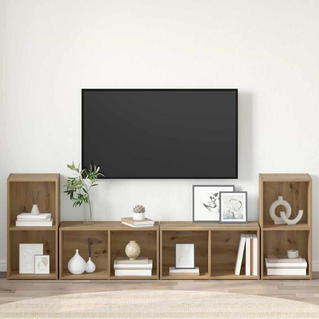 TV-Schrank-Set 4 pcs Eiche handwerklich 37 x 35 x 72 cm