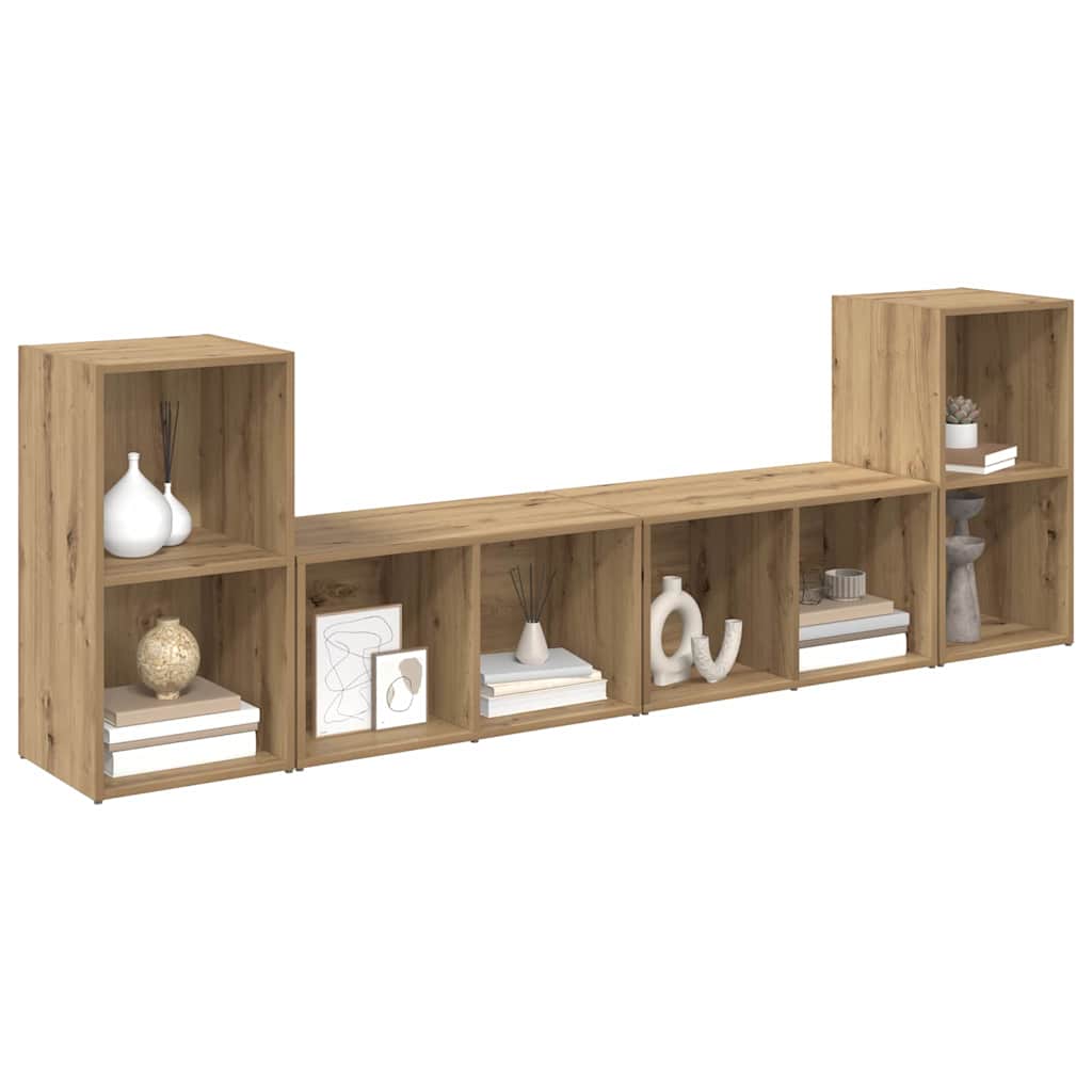TV-Schrank-Set 4 pcs Eiche handwerklich 37 x 35 x 72 cm