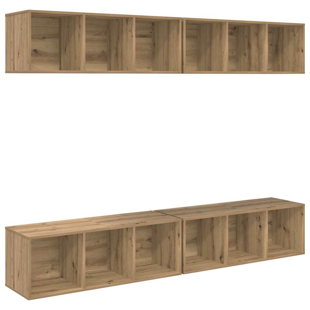 Wand TV Schrank 4 pcs Eiche handwerklich 37 x 37 x 107,5 cm