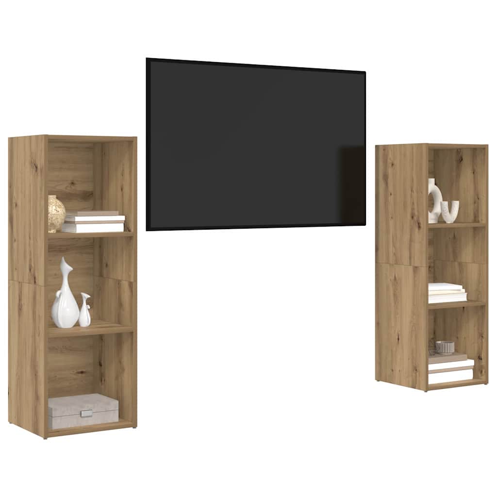 TV-Schrank-Set 2 pcs Eiche handwerklich 107 x 35 x 37 cm