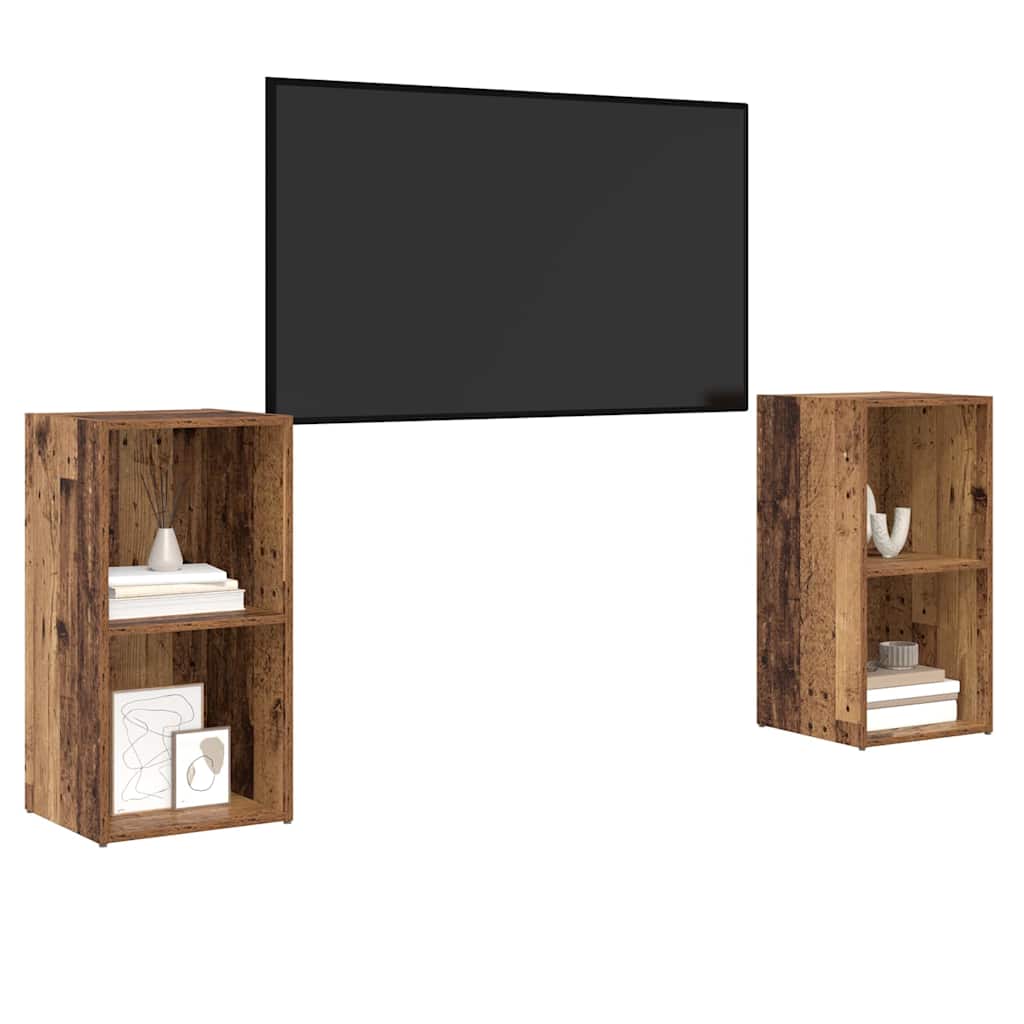 TV-Schrank-Set 2 pcs Altholz 72 x 35 x 36.5 cm Holzwerkstoff