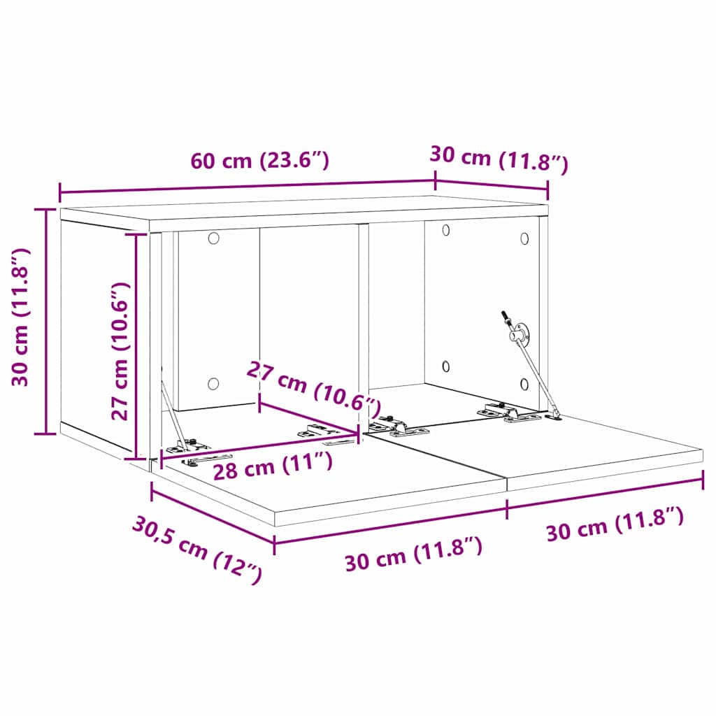 TV-Schrank-Set 4 pcs Eiche handwerklich 60 x 30 x 30 cm