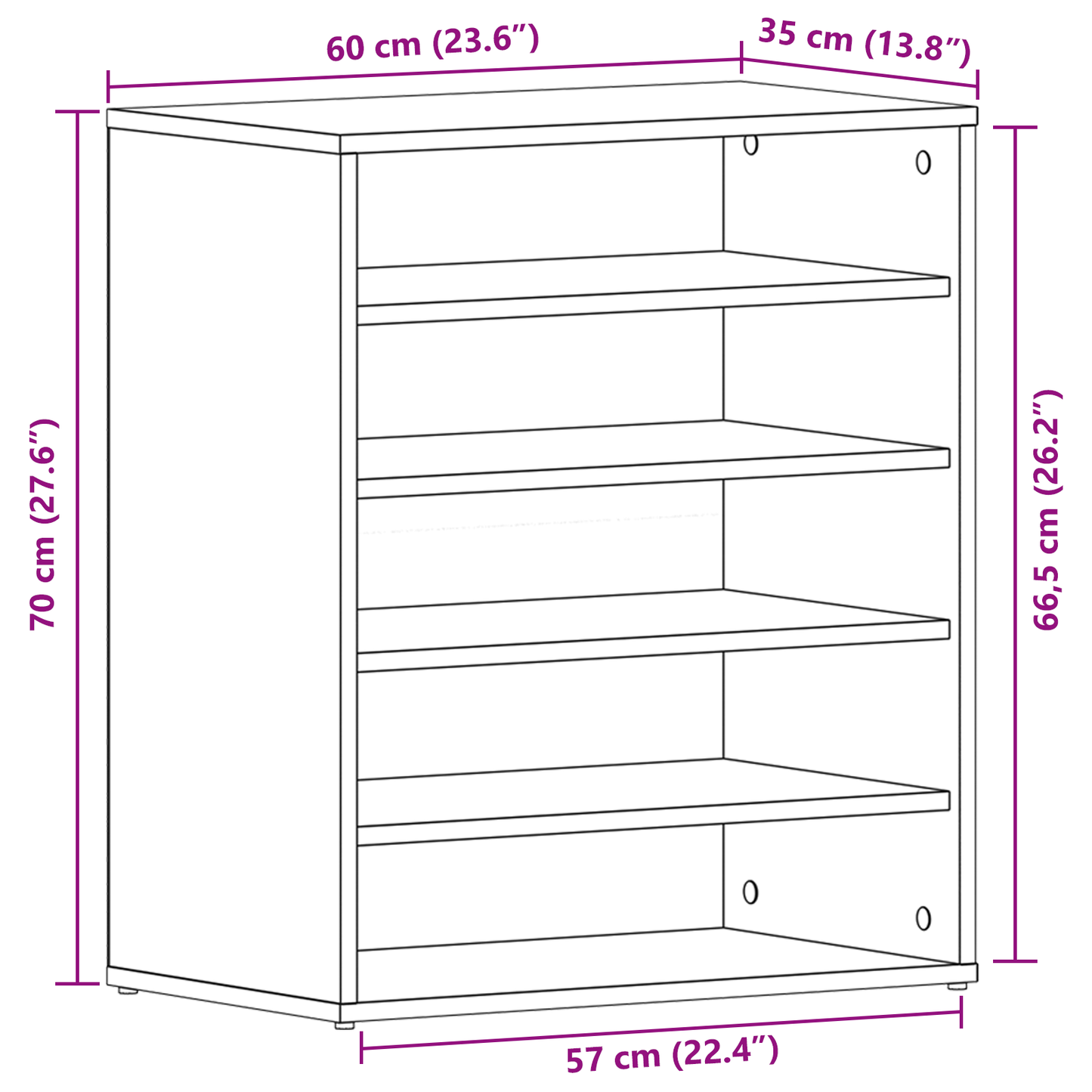 Schuhschrank Schwarze Eiche 60 x 35 x 70 cm Holzwerkstoff