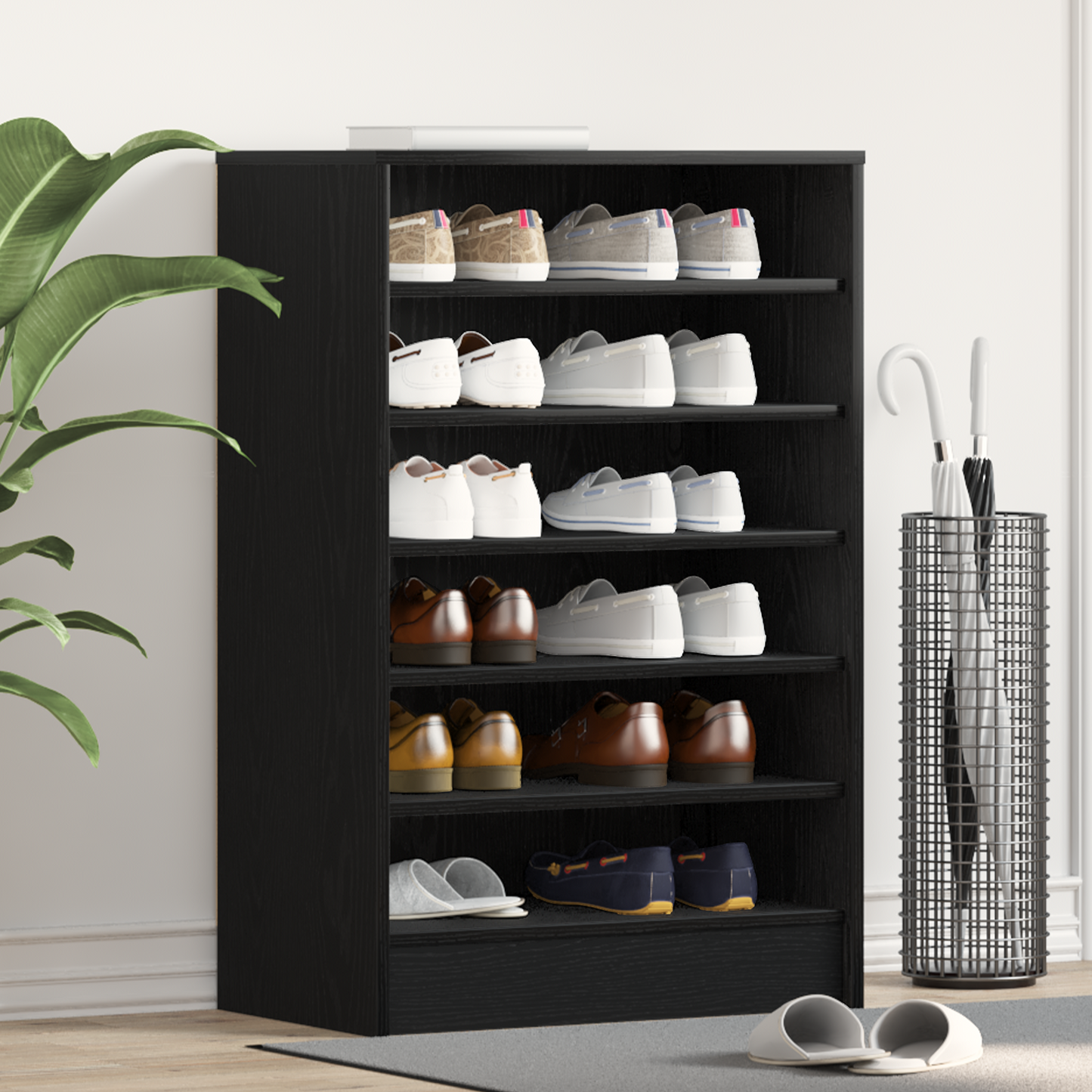 Schuhschrank Schwarze Eiche 60 x 35 x 92 cm Holzwerkstoff