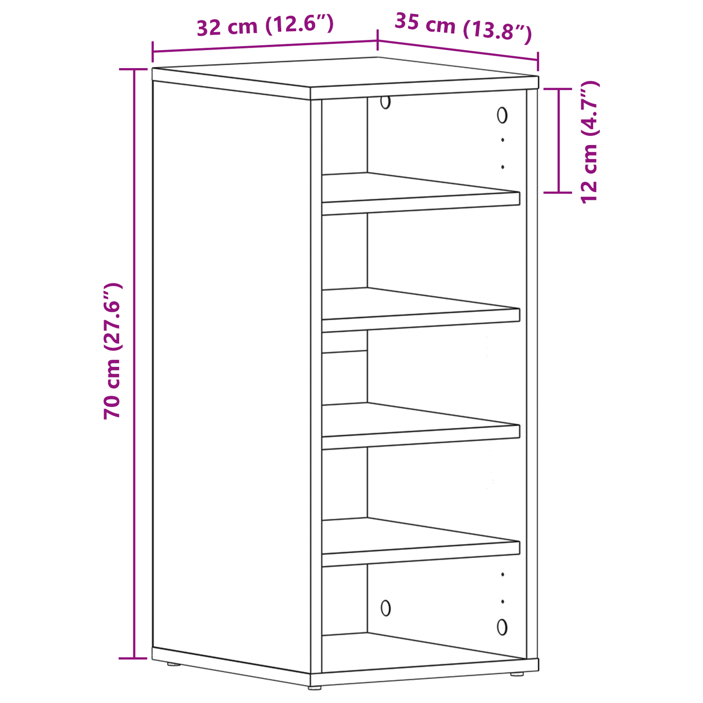 Schuhschrank Schwarze Eiche 32 x 35 x 70 cm Holzwerkstoff