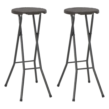 Klappbare Barhocker 2 Stk. HDPE und Stahl Braun Rattanoptik