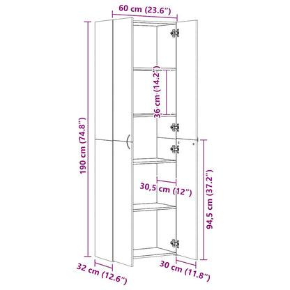 TV-Schrank Weiß 60x32x190 cm Holzwerkstoff