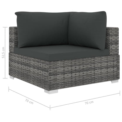 10-tlg. Garten-Lounge-Set mit Auflagen Poly Rattan Grau