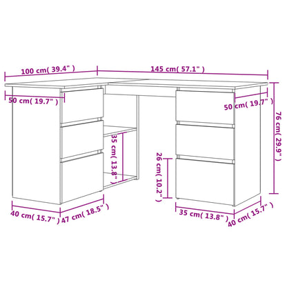 Eckschreibtisch Weiß 145x100x76 cm Holzwerkstoff
