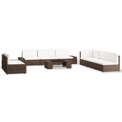 9-tlg. Garten-Lounge-Set Poly Rattan Braun