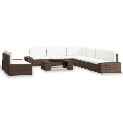 9-tlg. Garten-Lounge-Set Poly Rattan Braun