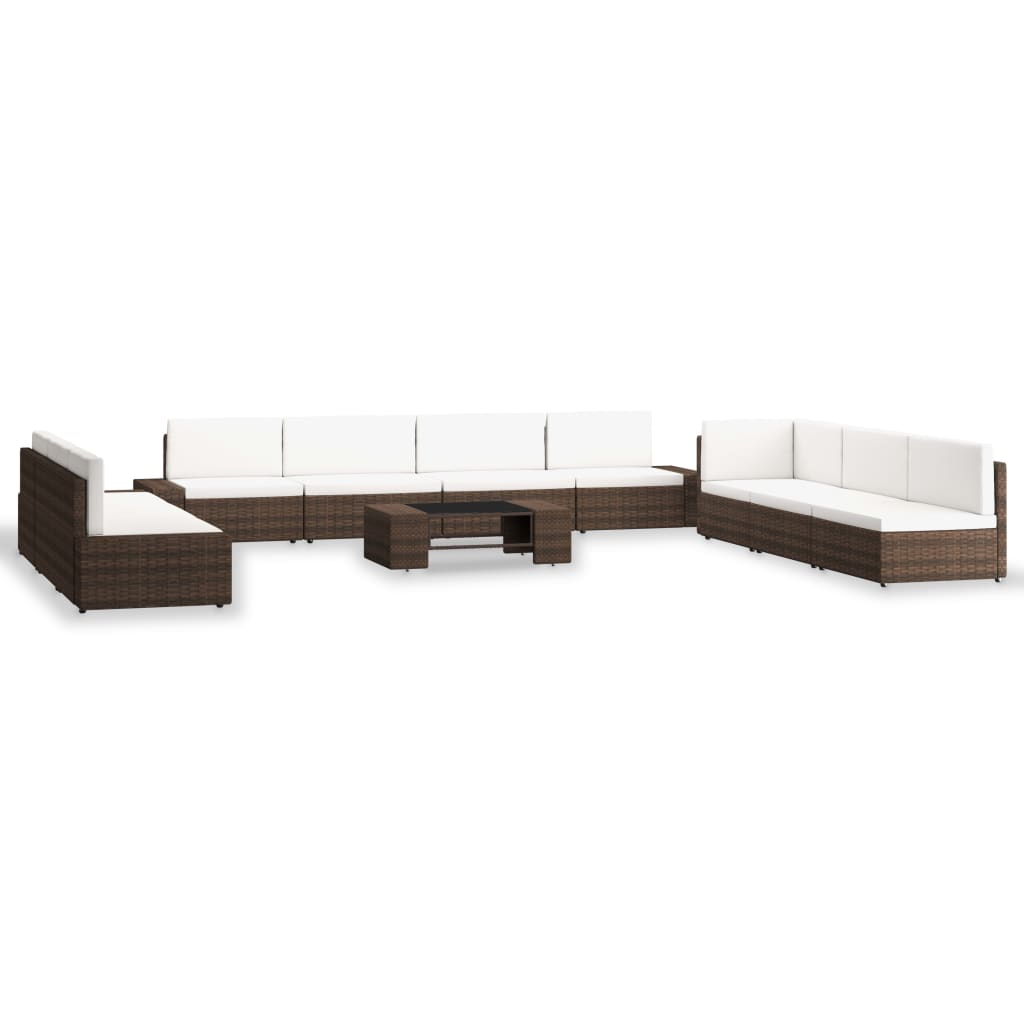 10-tlg. Garten-Lounge-Set Poly Rattan Braun
