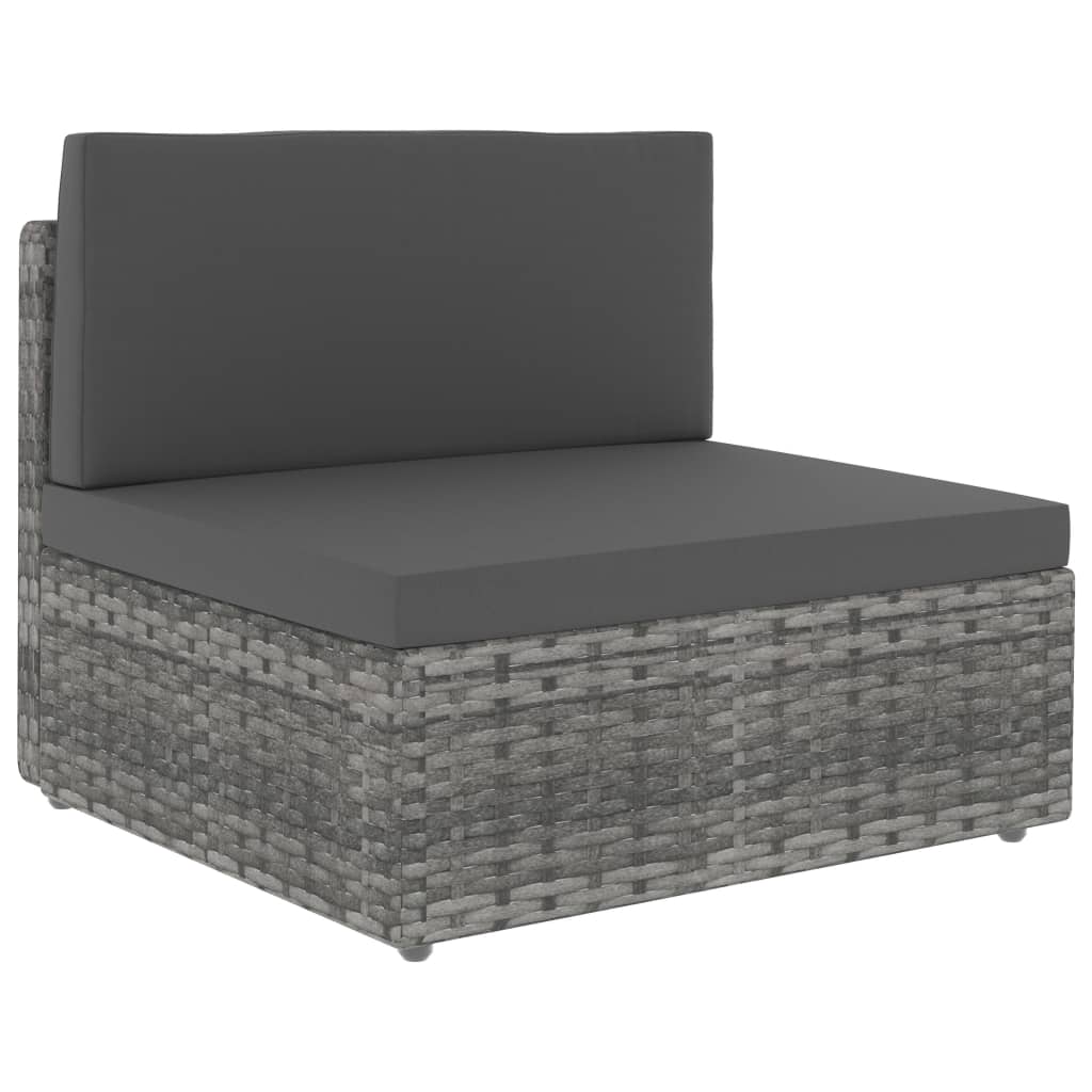 9-tlg. Garten-Lounge-Set Poly Rattan Grau