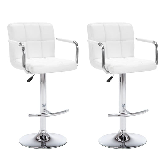 Barhocker 2 Stk. Weiß Kunstleder