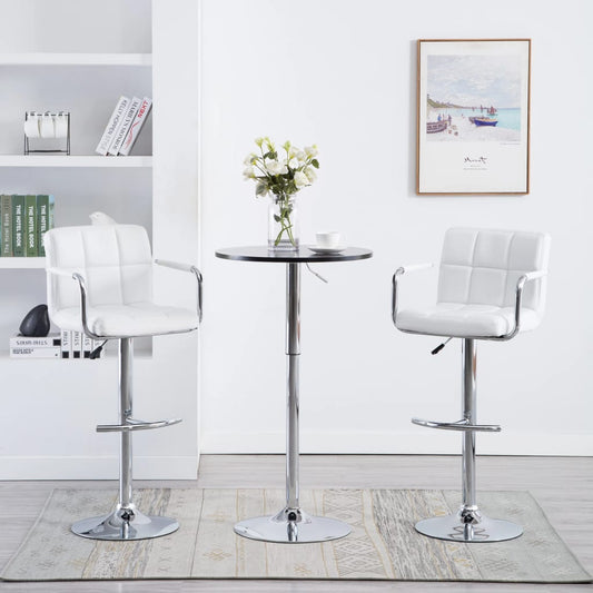 Barhocker 2 Stk. Weiß Kunstleder