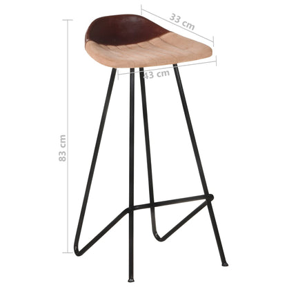 Barhocker 4 Stk. Braun Echtleder