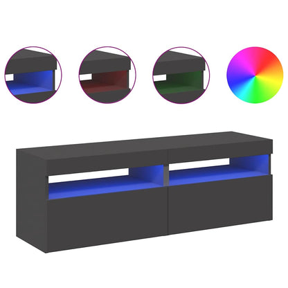 TV-Schränke LED-Leuchten 2 Stk. Grau 60x35x40cm