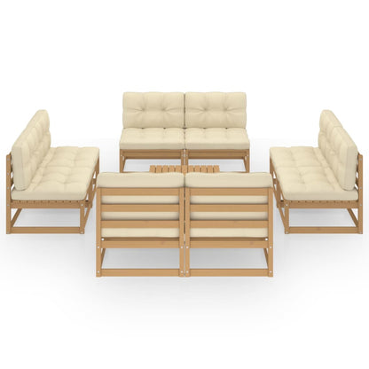 9-tlg. Garten-Lounge-Set mit Kissen Kiefer Massivholz