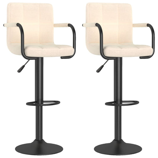 Barhocker 2 Stk. Creme Stoff