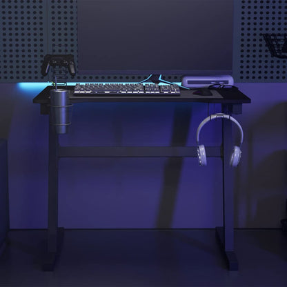 Gaming-Schreibtisch mit LED und Z-Gestell Schwarz 90x60x75 cm