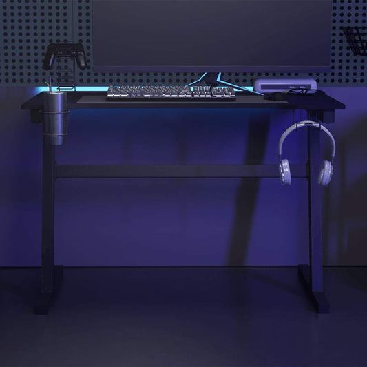 Gaming-Schreibtisch mit LED und Z-Gestell Schwarz 110x60x75 cm