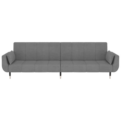Schlafsofa 2-Sitzer mit 2 Kissen Hellgrau Samt