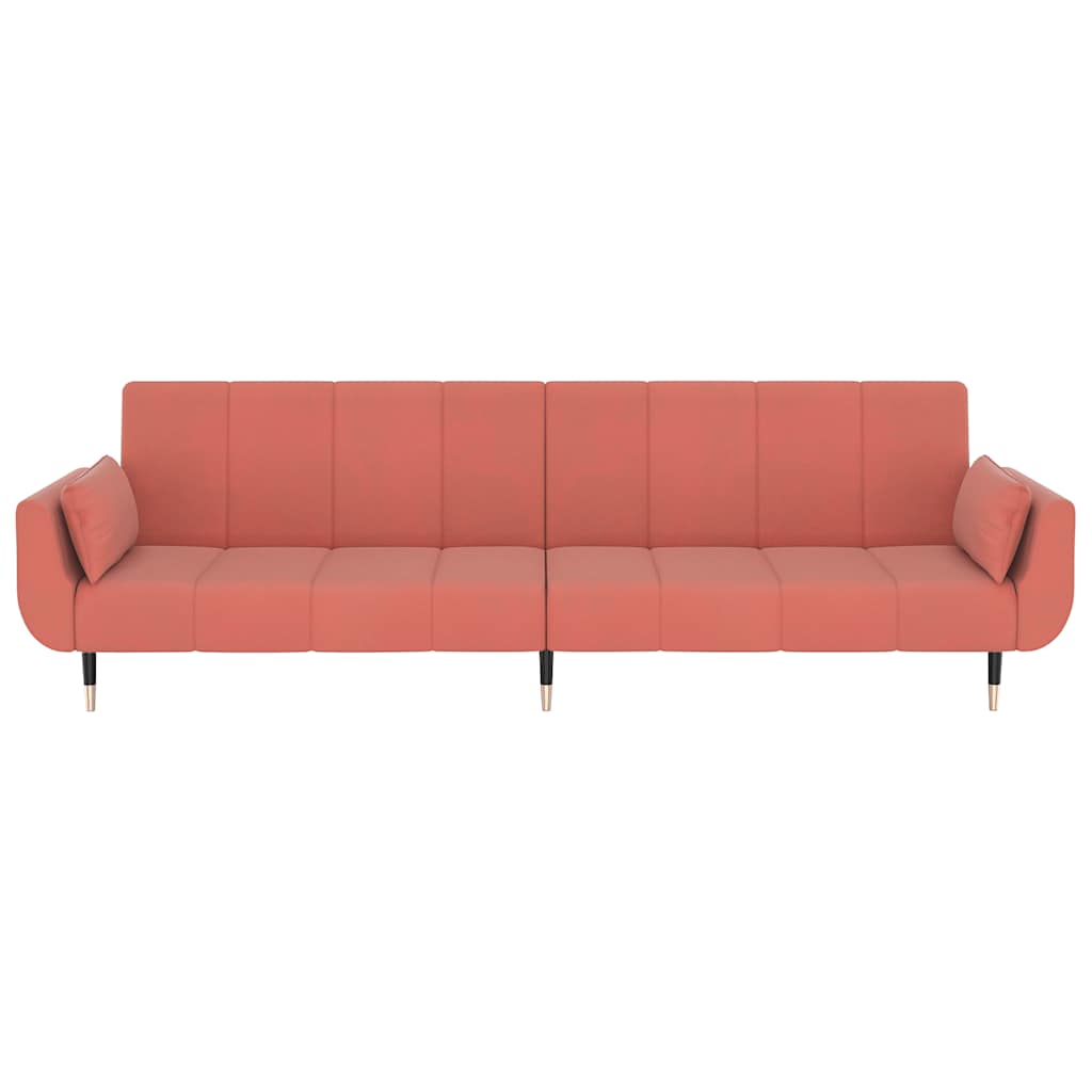 Schlafsofa 2-Sitzer mit 2 Kissen Rosa Samt