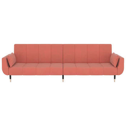 Schlafsofa 2-Sitzer mit 2 Kissen Rosa Samt