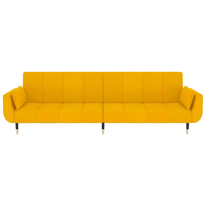 Schlafsofa 2-Sitzer mit 2 Kissen Gelb Samt