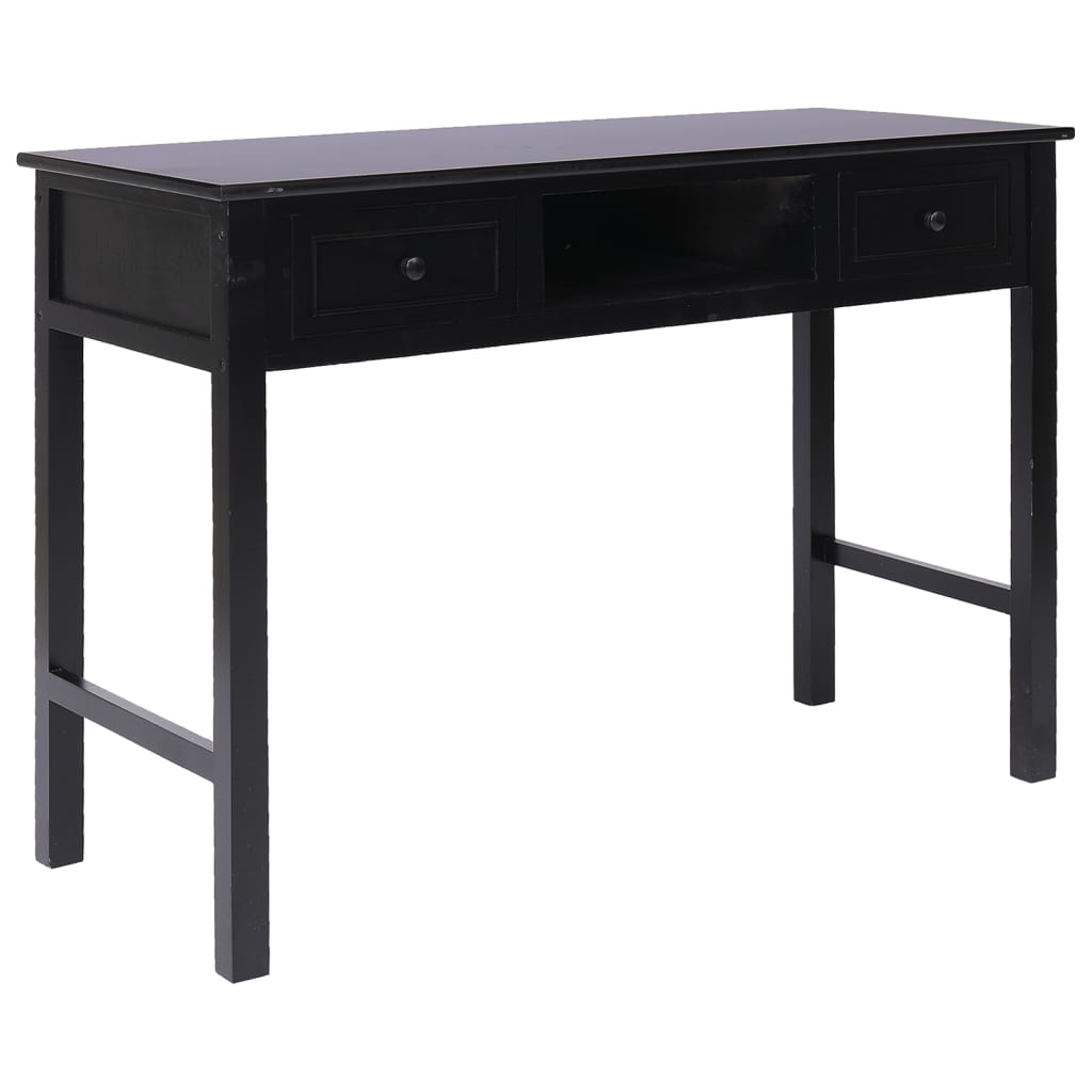 Schreibtisch Schwarz 108x45x76 cm Massivholz Paulownia
