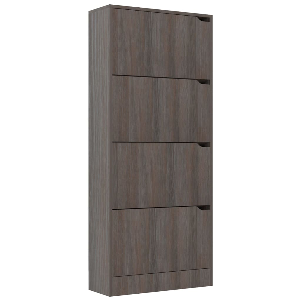 Schuhschrank mit 4 Türen Grau Sonoma-Eiche 59x24x136 cm