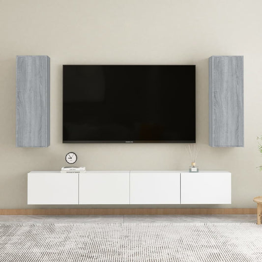 TV-Schränke 2 Stk. Grau Sonoma 30,5x30x90 cm Holzwerkstoff