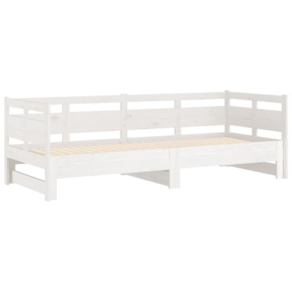 Tagesbett Ausziehbar Weiß Massivholz Kiefer 2x(80x200) cm