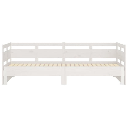 Tagesbett Ausziehbar Weiß Massivholz Kiefer 2x(80x200) cm
