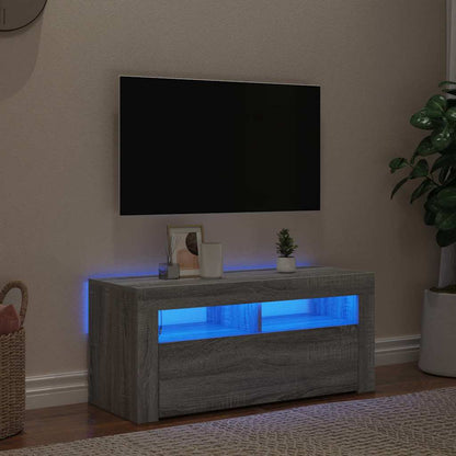 TV-Schrank mit LED-Leuchten Grau Sonoma 90x35x40 cm
