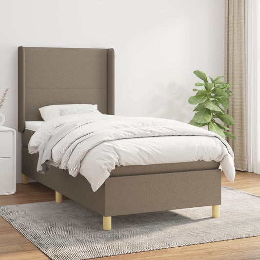 Boxspringbett mit Matratze Taupe 100x200 cm Stoff
