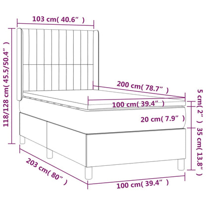Boxspringbett mit Matratze Creme 100x200 cm Stoff