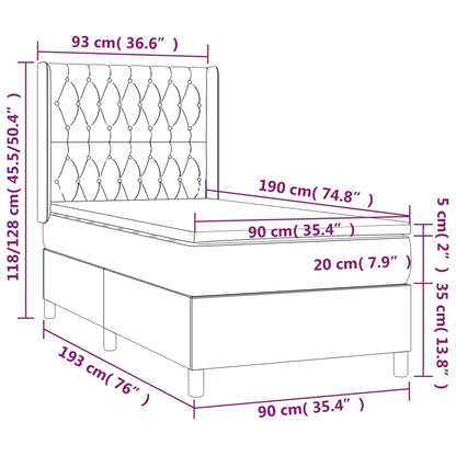 Boxspringbett mit Matratze Taupe 90x190 cm Stoff